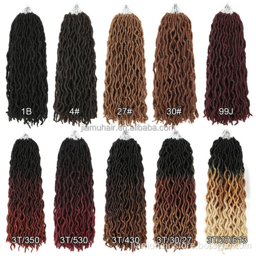 Synthetic Gypsy Locs Hair Extension Braids Ombre Color Wavy Curly Crochet Brais Hair Goddess Locs Hair Wholesale
